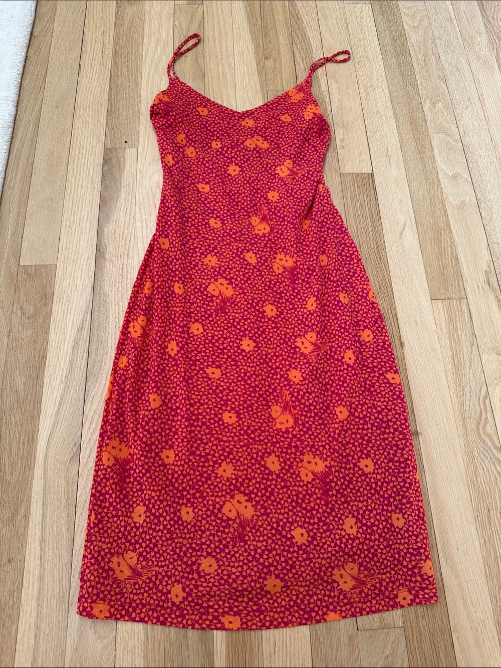1990’s Vintage Guess Pink and Orange Floral Slip Maxi Dress